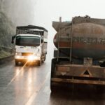 Trucks on the Mountain Road